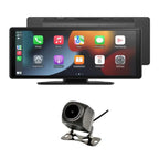 Android Wireless CarPlay display shown with rearview camera accessory for enhanced driving safety and connectivity.