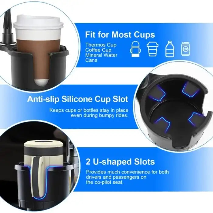 cup phone holder with silicone slots and cup compatibility for secure driving convenience
