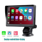 Apple CarPlay with Android Auto and Airplay features shown on dashboard screen.