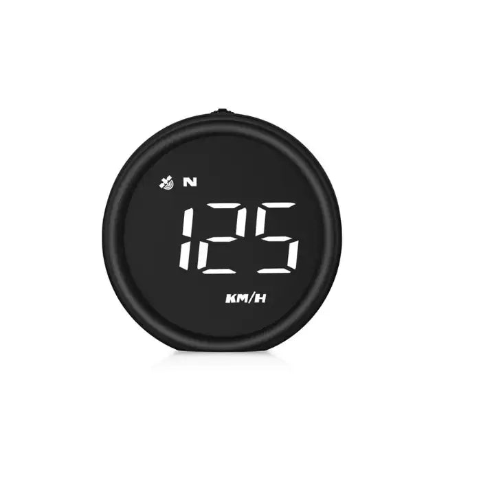Apple CarPlay digital speedometer showing 125 km/h in sleek round black housing