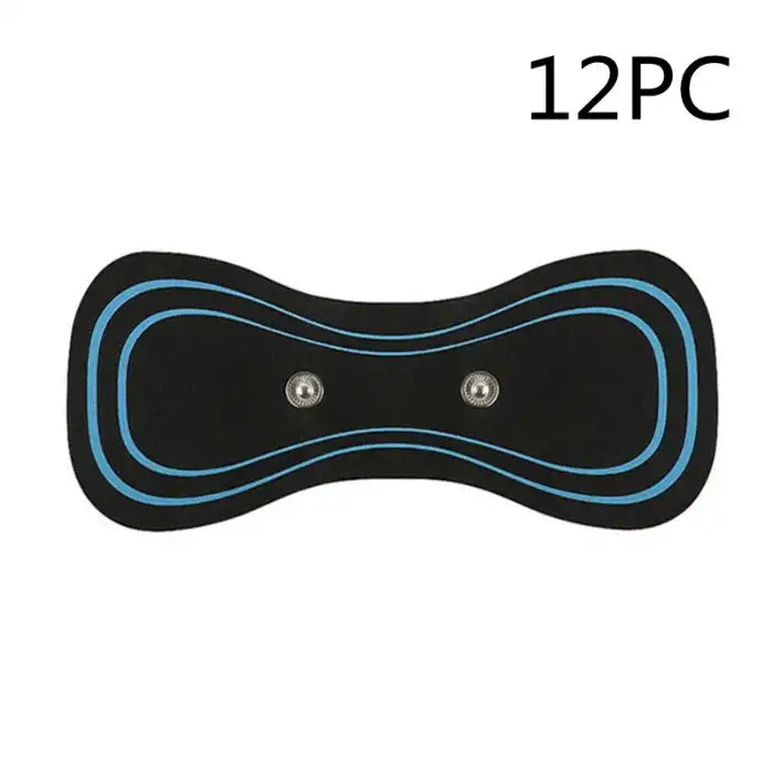 .Apple CarPlay massage electrode pad pack of 12 in black with blue curves for use with control unit.