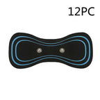 .Apple CarPlay massage electrode pad pack of 12 in black with blue curves for use with control unit.
