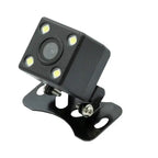 Apple CarPlay compatible backup camera with LED night vision and adjustable mounting bracket.