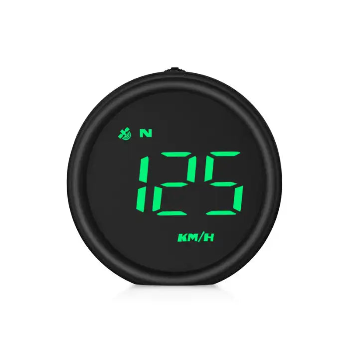 Apple CarPlay digital speedometer featuring green LED display showing 125 km/h