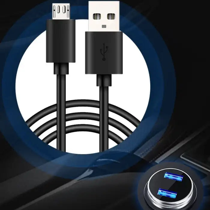 Apple CarPlay compatible USB and micro USB cable with dual-port charger for vehicles