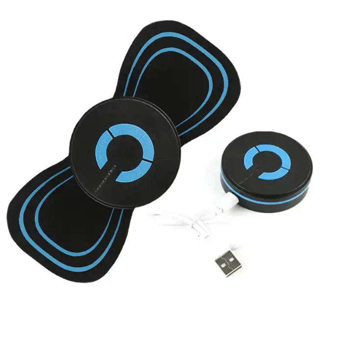 .Apple CarPlay USB powered massage set with charging cable and round controller for body relaxation.