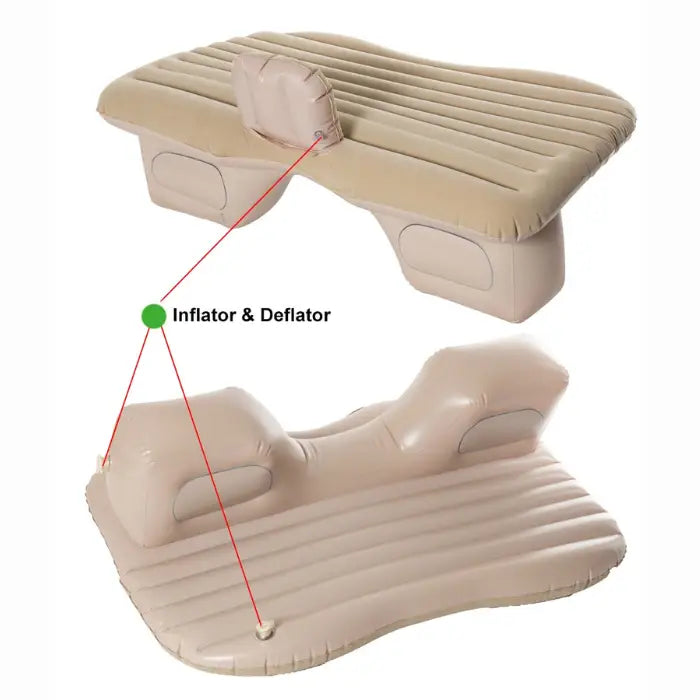 Car air mattress inflatable design fits back seat with included inflator and deflator for easy setup