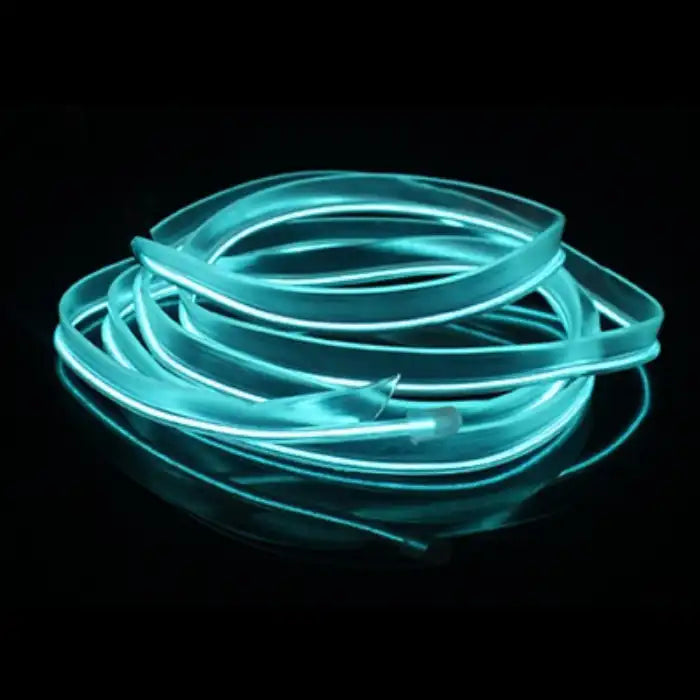 Ice blue LED strip rolled for car interior use with bright glow and smooth edges