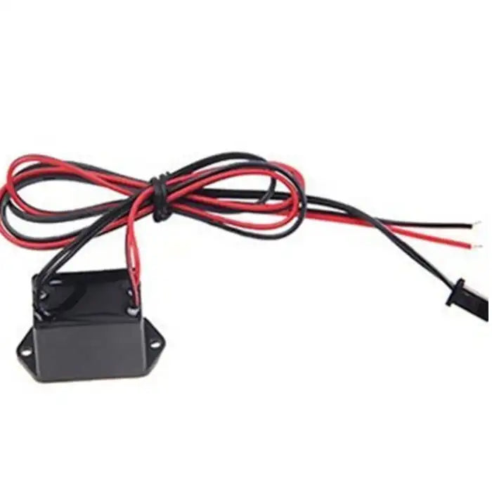 Black power adapter with red and black wires for car interior LED light strip installation