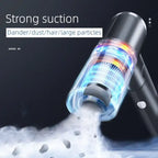 Car vacuum cleaner with strong suction capturing dust, hair, dander and large debris efficiently.