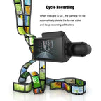 Dashboard Cam showing film reel animation with auto cycle recording feature on a city road display.