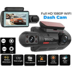 Dashboard Cam with 1080P HD, dual lens, G-Sensor, loop recording, and night vision features shown clearly.