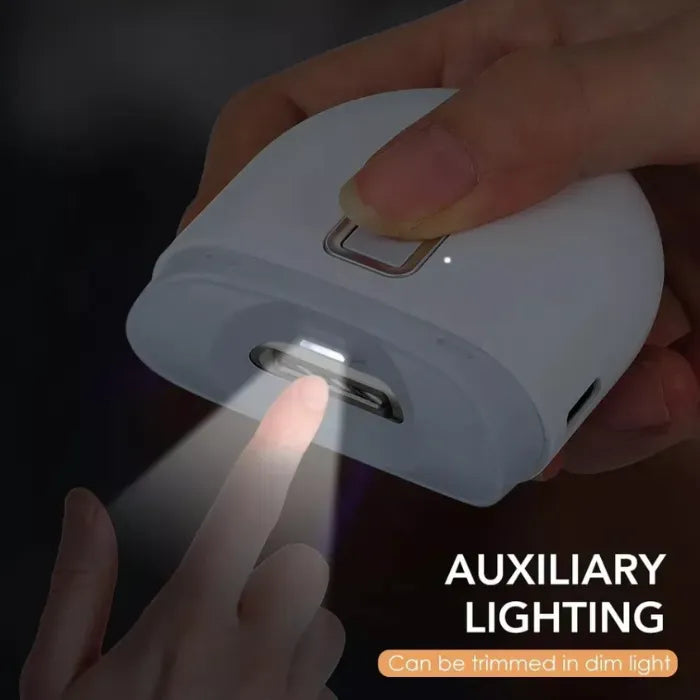 Electric baby nail trimmer featuring auxiliary lighting for precise trimming in dim light conditions