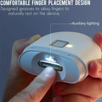 Electric baby nail trimmer with comfortable finger placement grooves and auxiliary lighting design