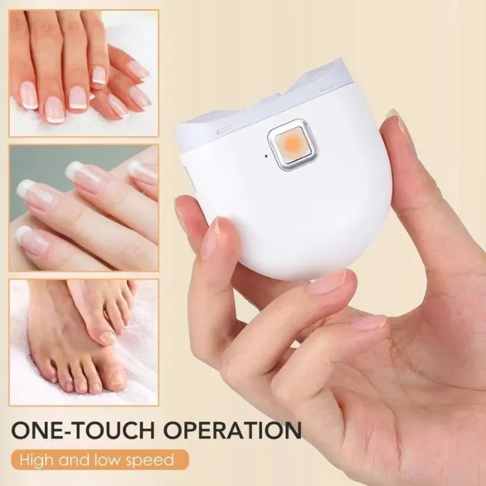 Electric baby nail trimmer with one-touch operation and adjustable speed for safe trimming.
