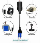 Emergency car battery jump starter kit adapter for connecting car devices like cleaner and dashcam.