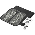 Ems Foot Massager with USB cable, manual, and carrying bag for portable muscle stimulation