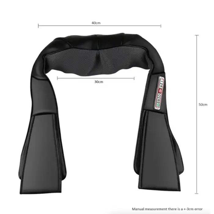 Heated 3D Kneading Massage Pillow with dimensions labeled for width and height in centimeters