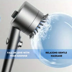 High pressure shower head releasing water for a relaxing massage bubble effect.