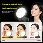 Magnetic Selfie Light displaying warm, natural, and white light options with stepless brightness adjustment.