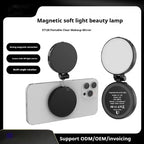 Magnetic Selfie Light with strong phone mount, fill light mirror, and multi-angle flexible design.