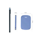 Magsafe Power Bank size compared to iPhone showing 87mm height and 10mm slim thickness