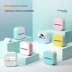 Mini Thermal Printer shown in multiple pastel color options on display blocks