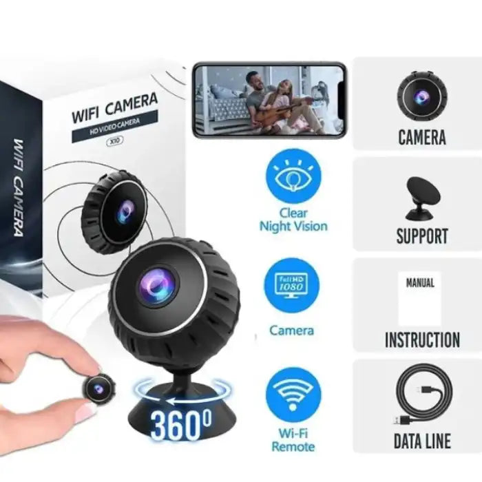 Nanny Cam full HD Wi-Fi setup with 360 view and night vision support.