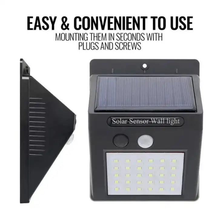 Outdoor solar light with quick wall mounting using screws and plugs for effortless setup.