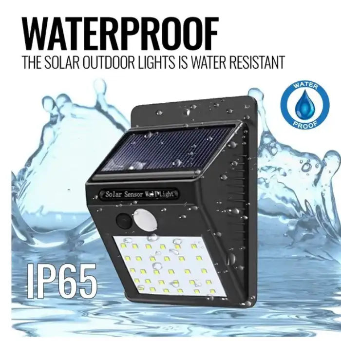 Outdoor solar light with IP65 waterproof rating ensures water resistance for all-season use.