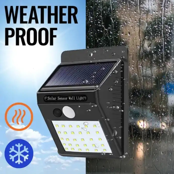 Outdoor solar light with weatherproof body withstands rain, snow, and heat with reliable performance.