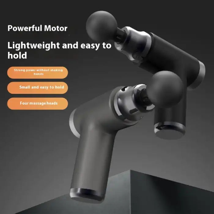 Portable massage gun featuring lightweight ergonomic grip and dual color options for easy use.