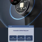  Portable massage gun close-up showing internal smart chip for controlled and safe operation.