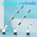 Power Scrubber with adjustable handle lengths of 55", 43", and 9.8" for flexible use