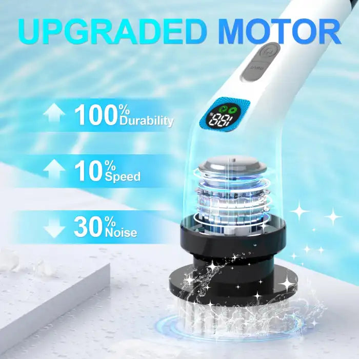 Power Scrubber with upgraded motor offering 10% speed boost and 30% less noise