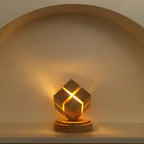 Rubix cube night light battery powered placed on shelf under arched nook with soft light