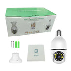 Security camera with box, mount, screws, and manual included in the complete kit.