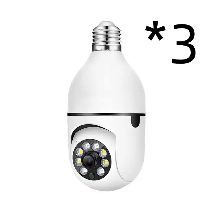 Three-pack bundle of bulb-style security cameras ideal for full-home monitoring.