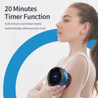 Vacuum massager in blue used on arm with LED display showing 20-minute timer function