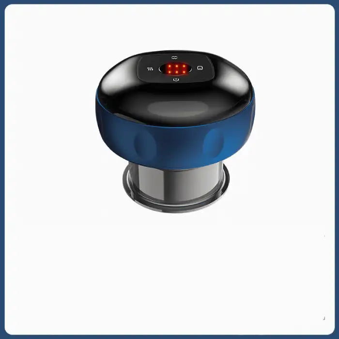 Blue vacuum massager featuring LED interface and suction cup base shown against white background
