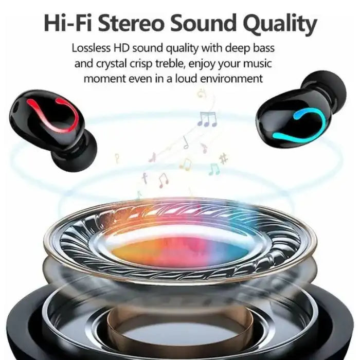 Waterproof Bluetooth Earbuds offering Hi-Fi stereo sound with HD lossless audio, deep bass, and crisp treble