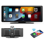 Rear view of Wireless CarPlay Display with built-in camera and app interface.